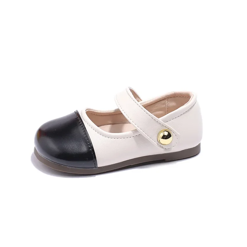 Sapato de couro feminino, sapatilha rasa, emendado infantil Princess Flat Sole, Solteiro, Primavera, Outono, Novo, 2022