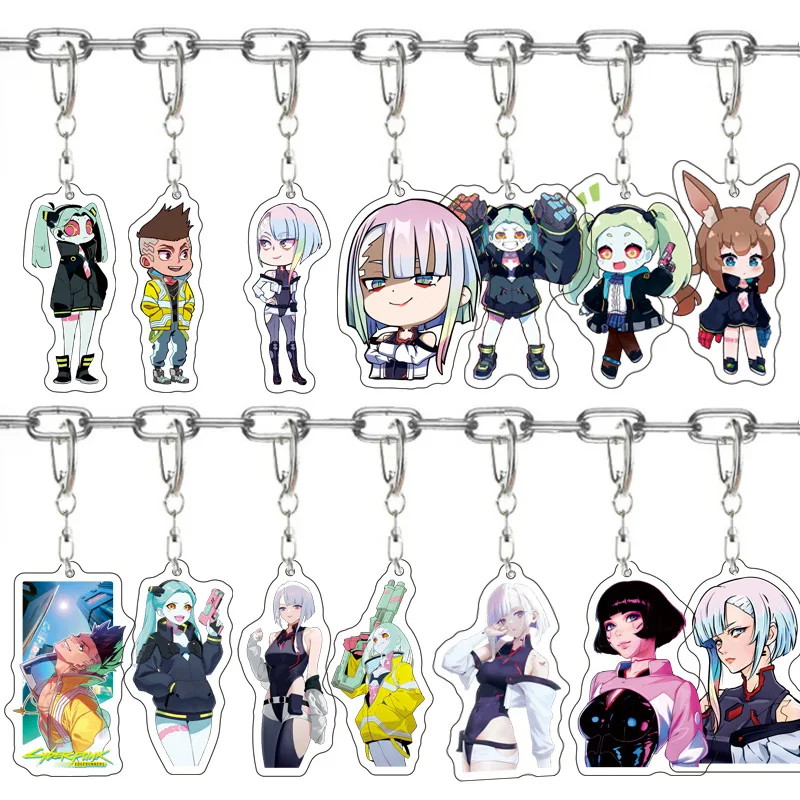 Cyberpunk Edgerunners LUCY Rebecca Acrylic Keychain Lovely Bag Charms Pendant Gift Fun Key Chain Cute Souvenir Friend Kingring
