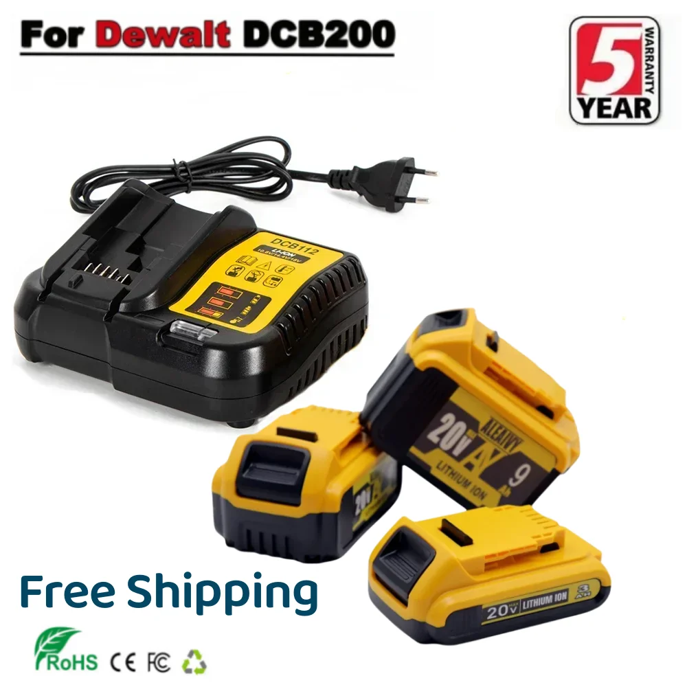 Bateria genuína do Li-íon da substituição para baterias da ferramenta elétrica de DeWalt, 18V, 20 volts máximos, 6.0Ah, 9.0Ah, DCB200, DCB205,