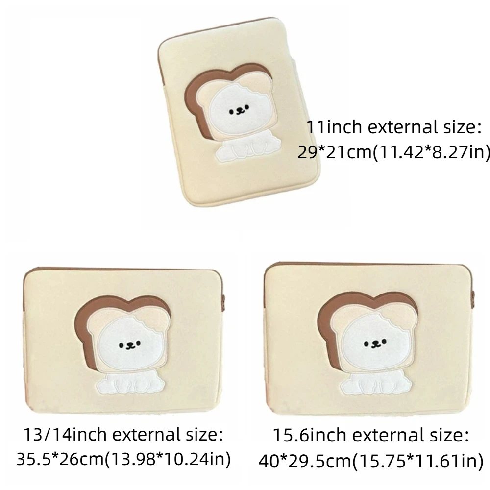 Bolsas con cubierta para tableta, bolsa para ordenador portátil con dibujos de perros y pan, a prueba de golpes, funda para tableta Kawaii, bolsa fina y dulce para ordenador para chica, paquete de archivos