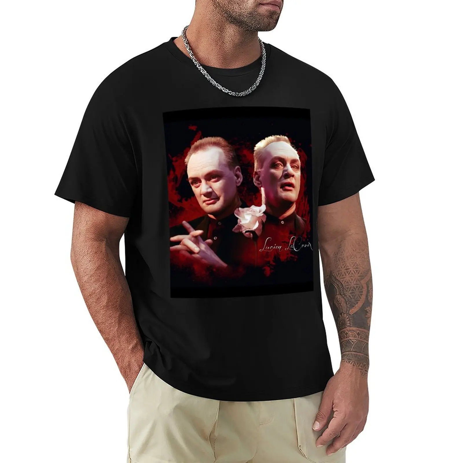 Forever Knight - Lucien LaCroix - Nigel Bennett Art T-Shirt Basic Crew Neck Short Sleeve Top