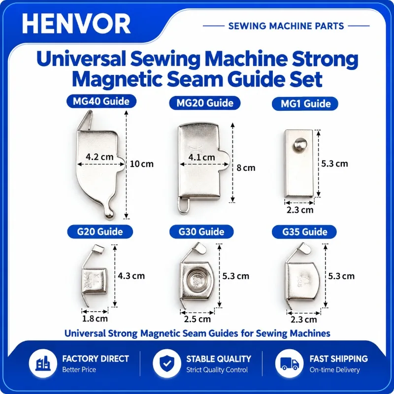 HENVOR Magnetic Seam Guide Positioner for Sewing Machine, Strong Magnet Presser Foot Guide for Edge Stitching and Rib Sewing