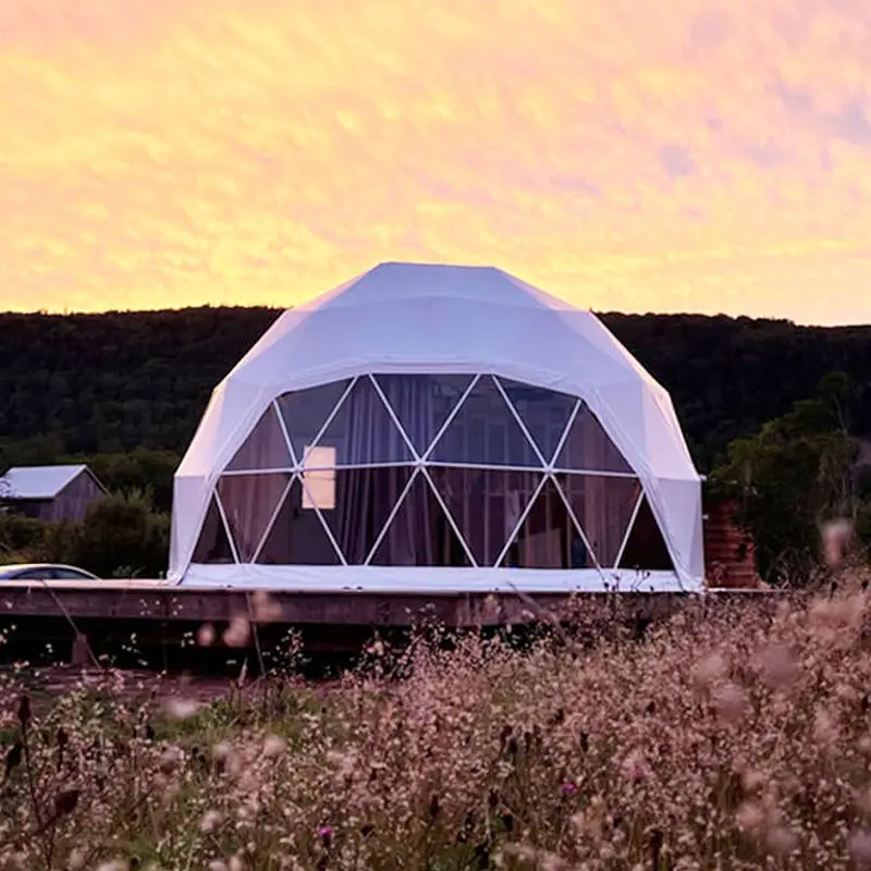 Tienda de campaña geodésica de lujo, carpa redonda transparente de 6 ~ 9m de diámetro, ideal para Hotel, bosque, Glamping