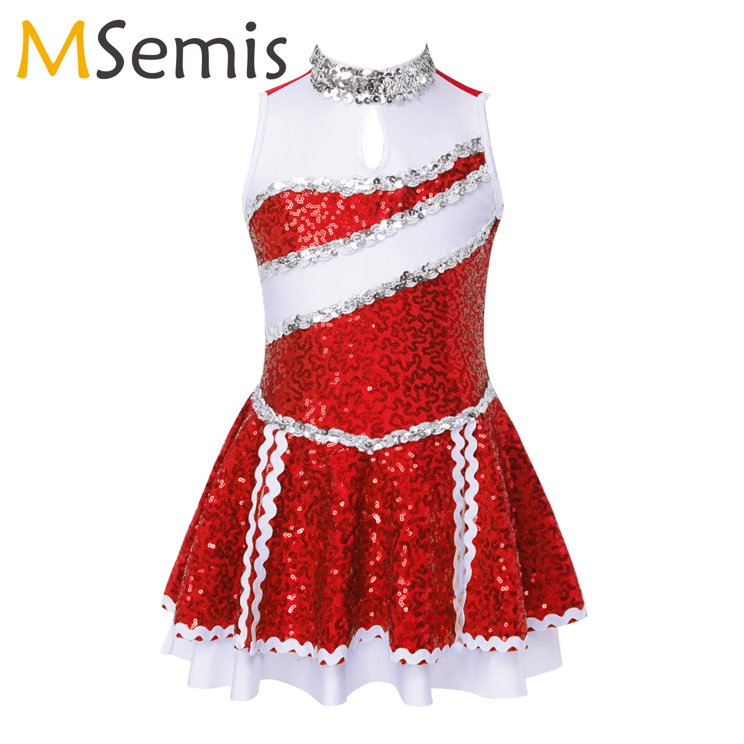 Paillettes Ballet Dance body Dress Girls Figure Skating Dress Kids Lyrical Jazz Ballroom Dancewear Rave Cheerleading Costume