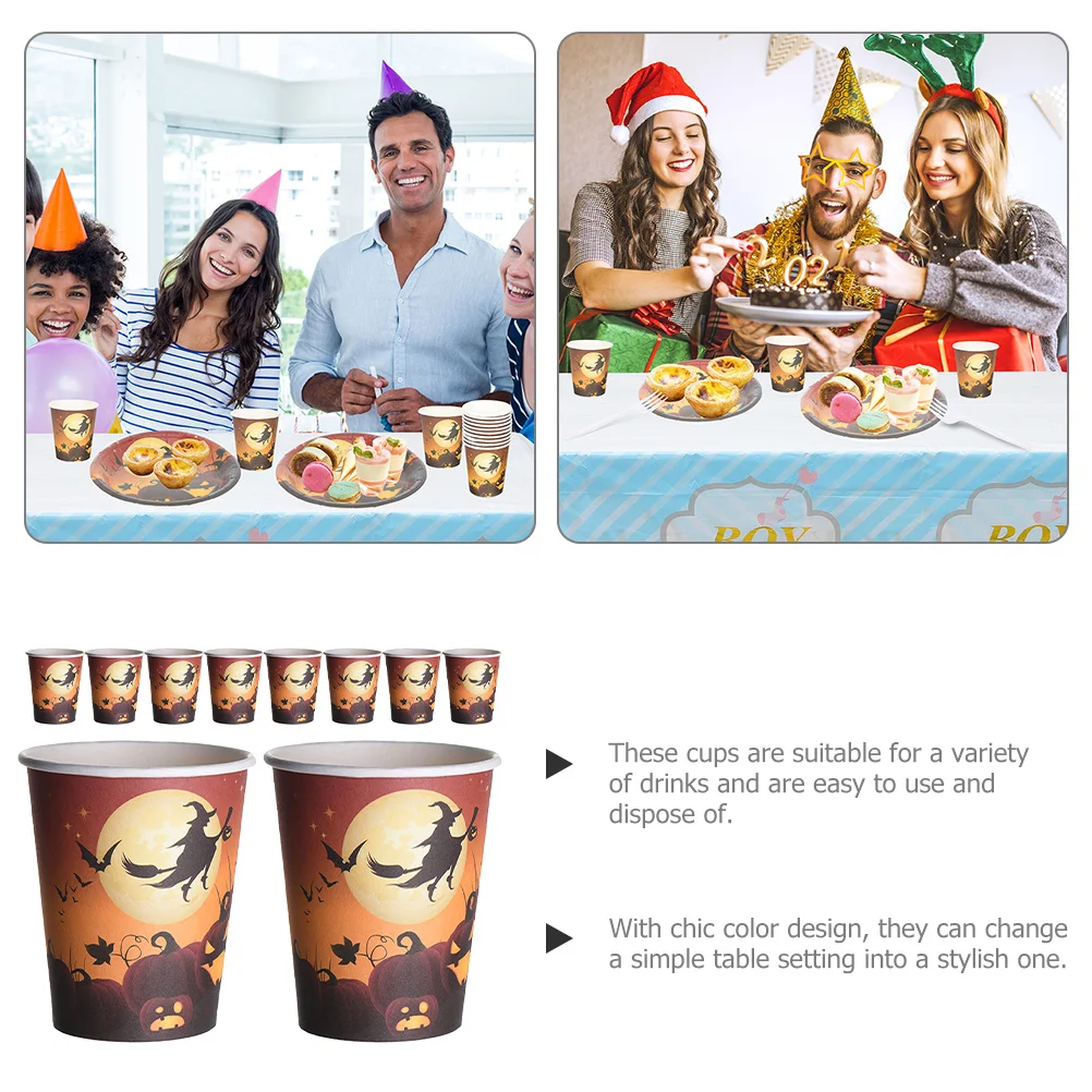 

50Pcs Witch Paper Cups Halloween Party Disposable Paper Cups Chic Design Outdoor Camping Party Supplies Disposable Cup