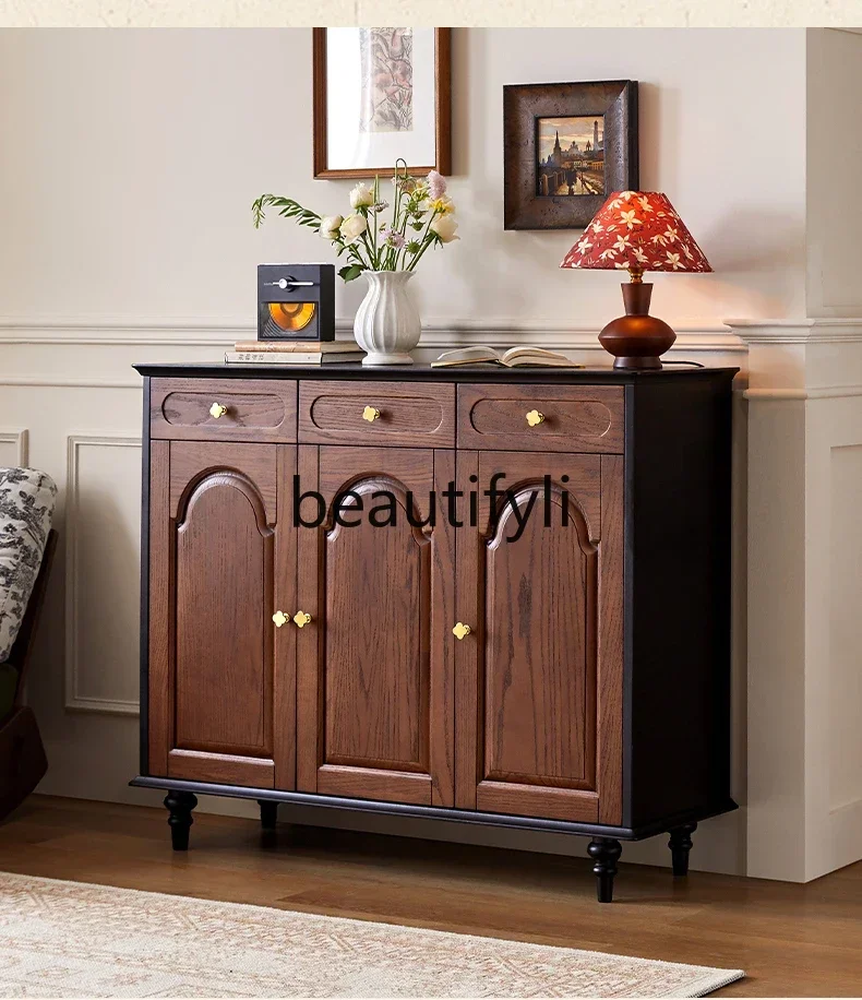 

xx1Medieval solid wood shoe cabinet, home storage locker at the entrance of the living room, integrated entrance cabinet