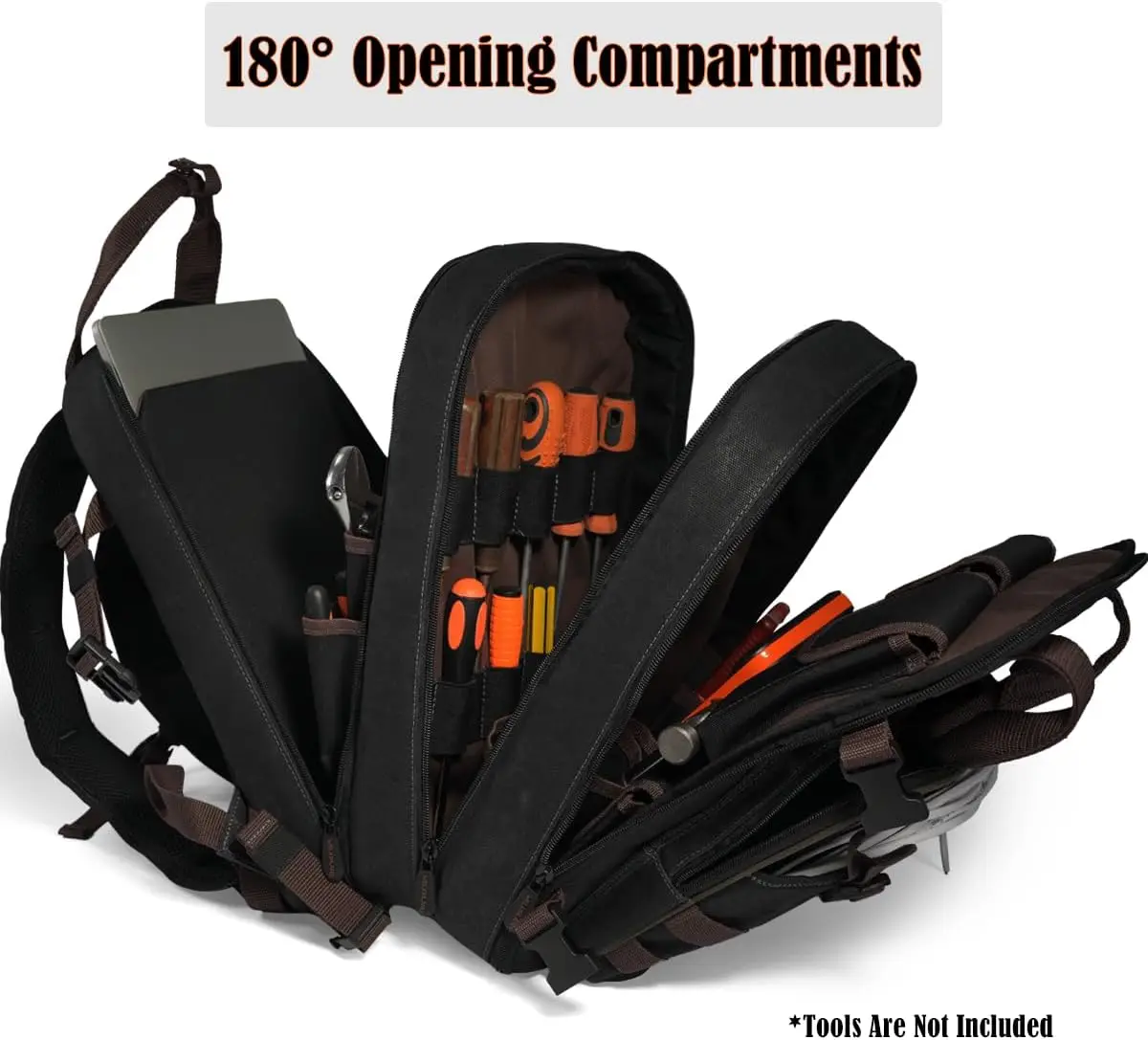 

90-Pockets Electrician Backpack, Wax-Canvas Tool Backpack Heavy Duty, Convenient Work Tool Backpack With Pockets