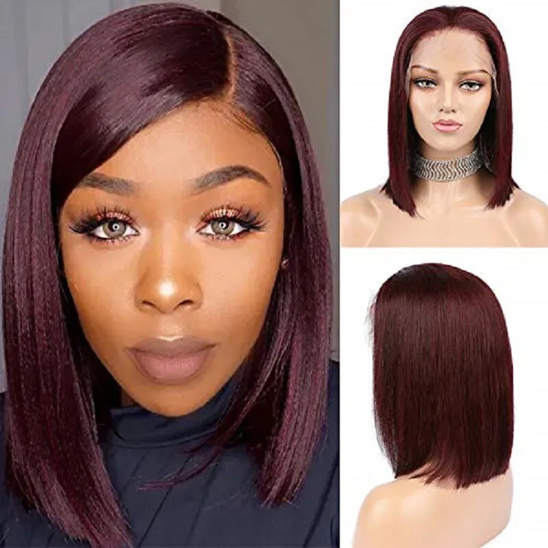 

Women Wig Short Wine Red Hair Wig Straight Party Synthetic Full Wig