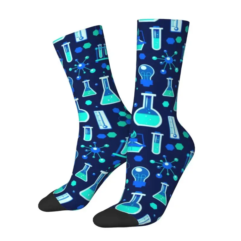 Custom Science Stuff Chemistry Laboratory Mens Crew Socks Unisex Funny 3D Print Math Physical Chemical Biology Dress Socks