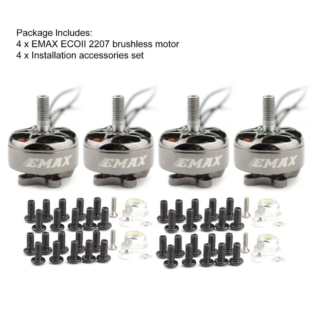 4PCS/1PCS EMAX RC ECO II Series 2207 Brushless Motor 1700KV/1900KV/2400KV For FPV Racing RC Drone