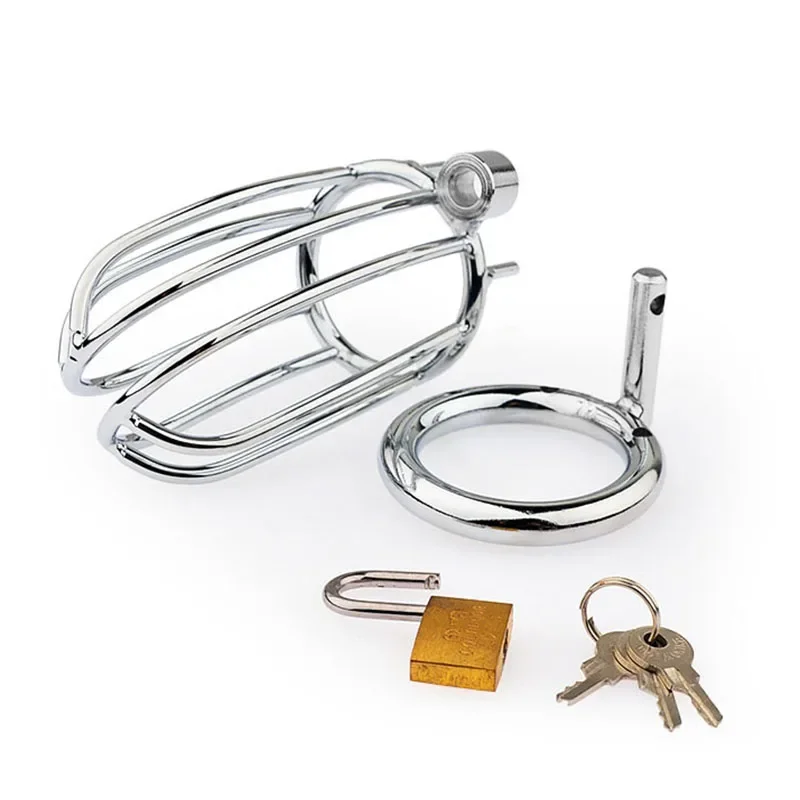 NEW Small Penis Lock Cock Cage Male Chastity Urethral Catheter Penis Ring Chastity Device BDSM Sex Toys Bondage Toy Cock Ring