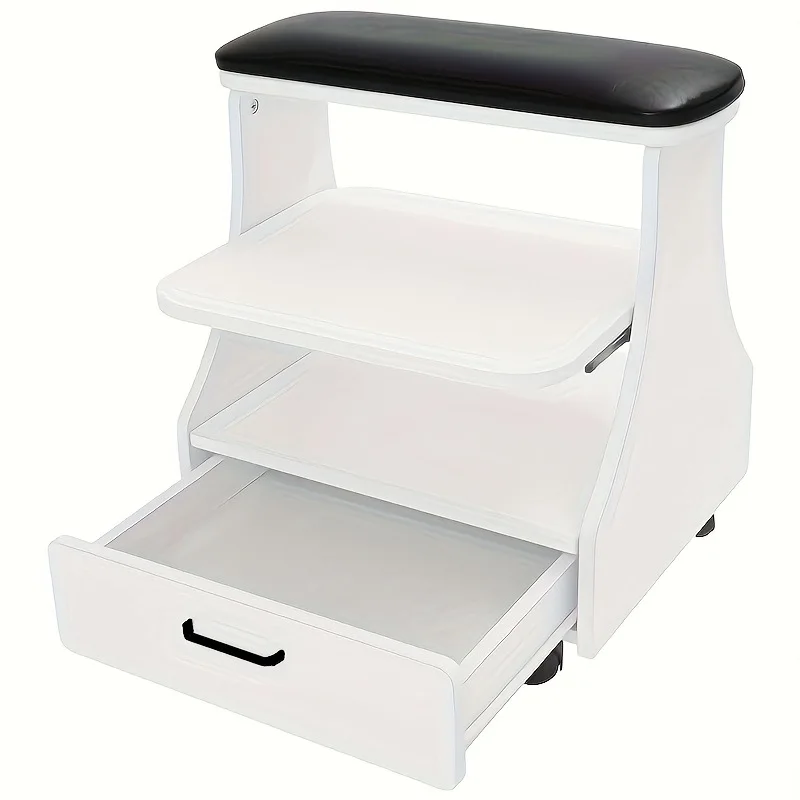 Foreign trade cross-border nail stool with movable beauty stool storage, cart foot rest, leather pad, multifunctional nail