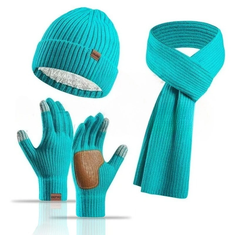 Set da 3 pezzi per cappello, sciarpa e guanti invernali in maglia nuova da 3 pezzi per set da 3 pezzi per sciarpa calda e resistente al freddo da donna