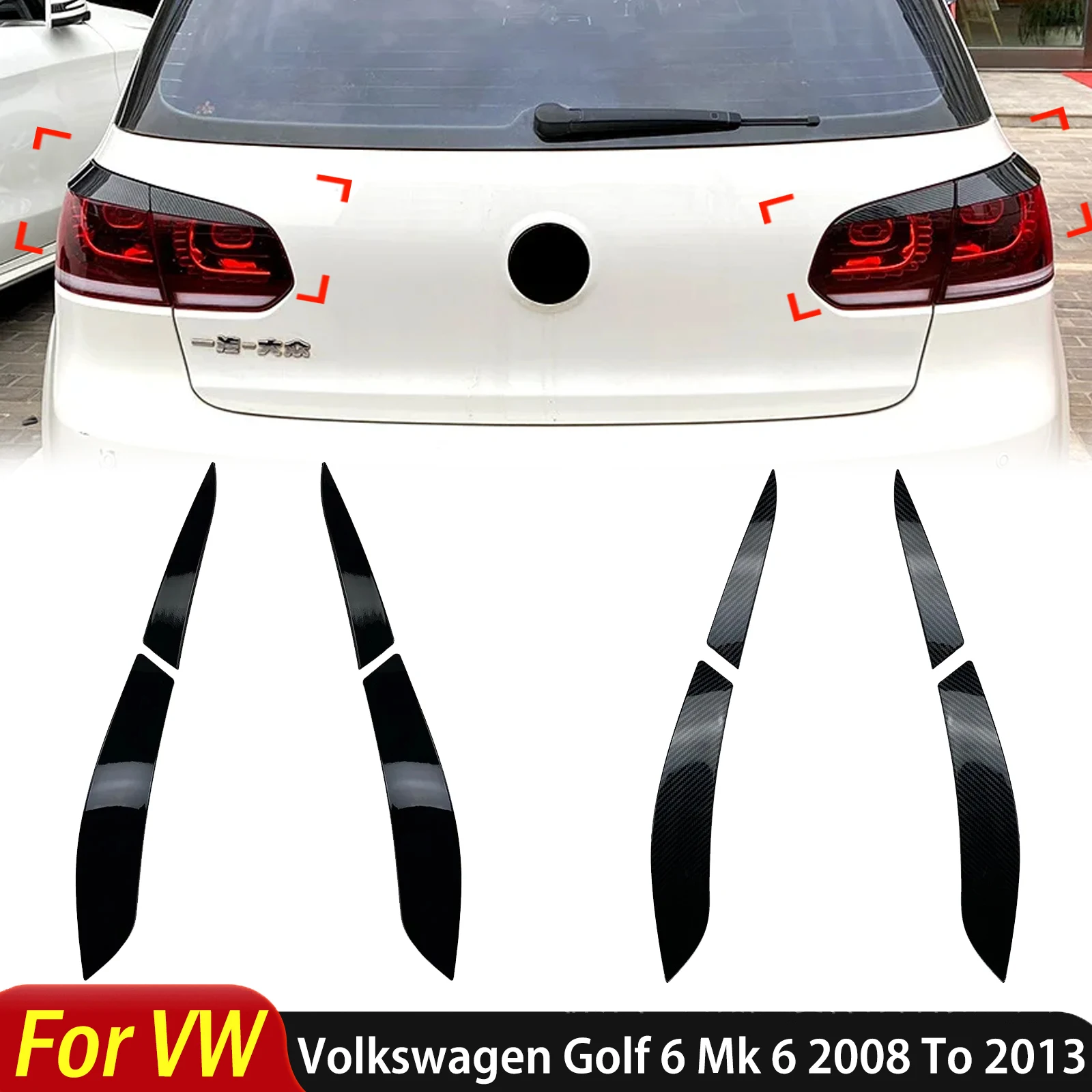 For Volkswagen VW Golf 6 Mk 6 2008 To 2013 Rear Tail Light Lamp Eyelid Trim Cover Headlights Eyebrow Eyelids Trim Accessories