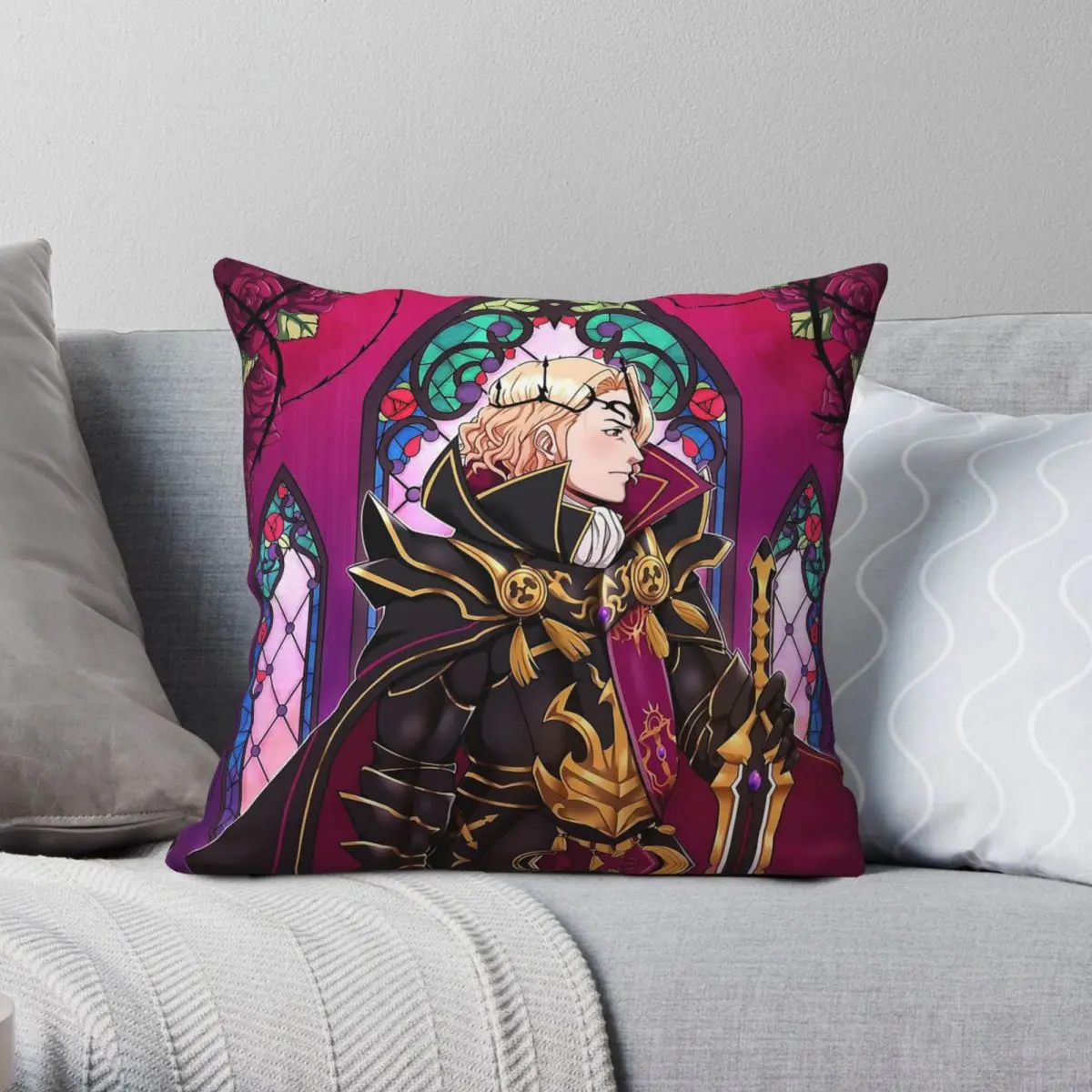 Fire Emblem King Xander Square Pillowcase Polyester Linen Velvet Printed Zip Decorative Room Cushion Case