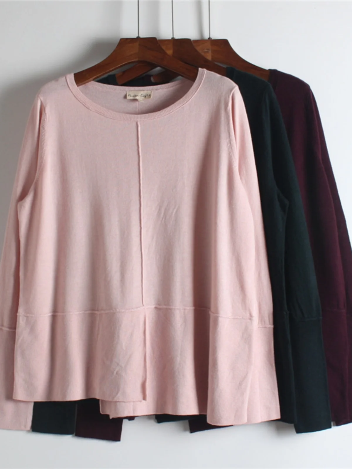 

Женский весенне-осенний новый однотонный свободный вязаный свитер из шерстяной пряжи, футболка с надписью Sle Ele A752, Tailend Sto