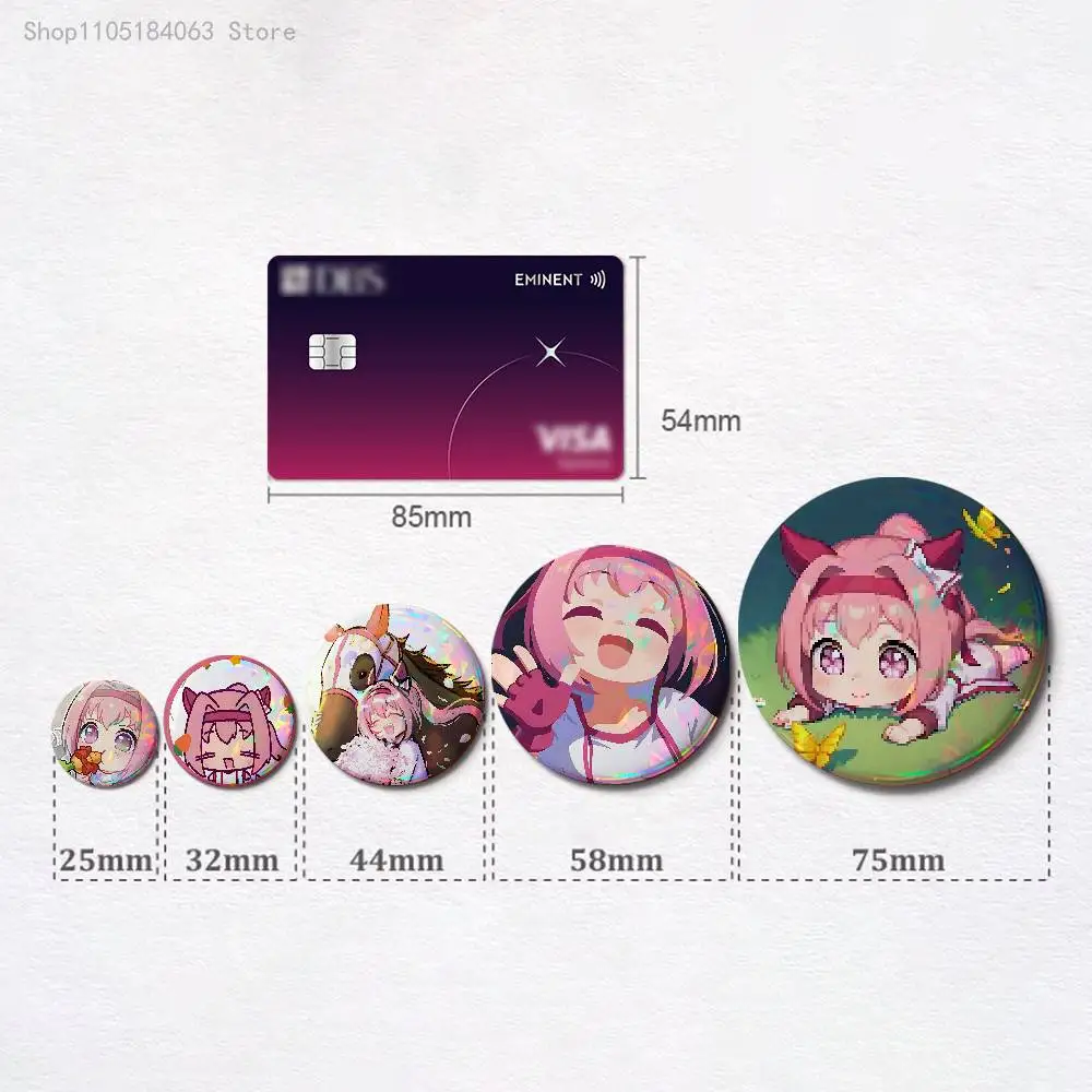 Haru Urara U-Umamusume Badges 25 32 44 58 75 mm Round Cosplay Pin Bag Decor Fans Collect Friends Gifts Brooch Souvenir
