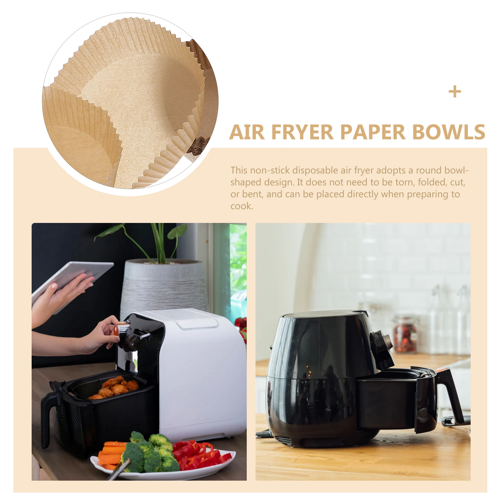 

100 Pcs Air Fryer Baking Paper Liners Round Brown Non Stick Disposable Pastry Kitchen Accessories Heat Resistant Waterproof High