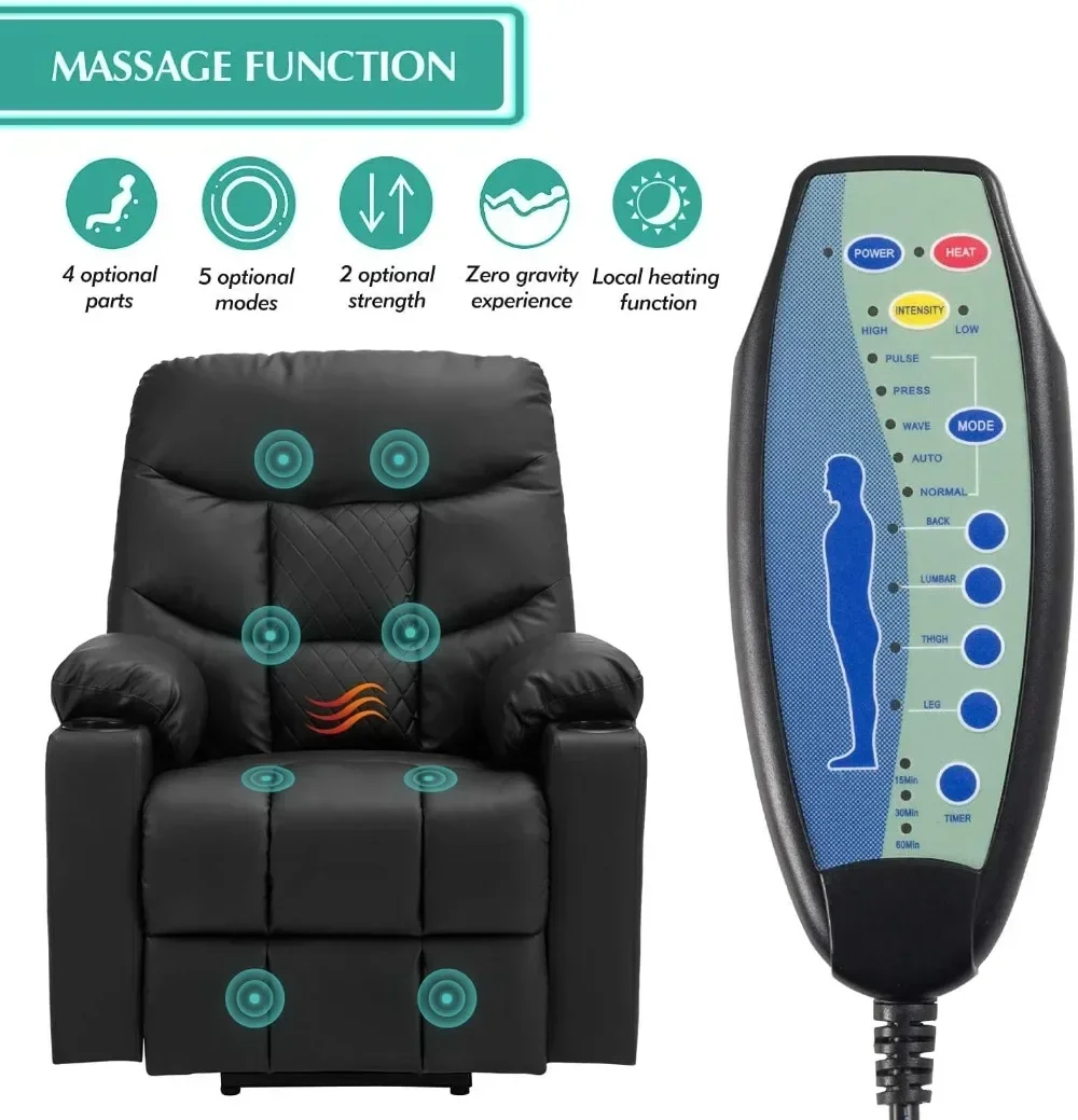 Power Lift Recliner Chair with Massage and Heating for Elderly/Seniors, Electric Recliner Chair Sofa for Living Room with Side