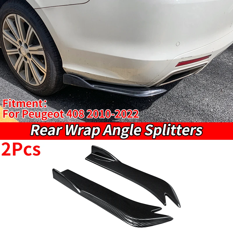 

For Peugeot 408 2010-2022 2013 2015 2019 Car Rear Bumper Spoiler Protective Plate Automotive Diffuser Wrap Angle Accessories ABS