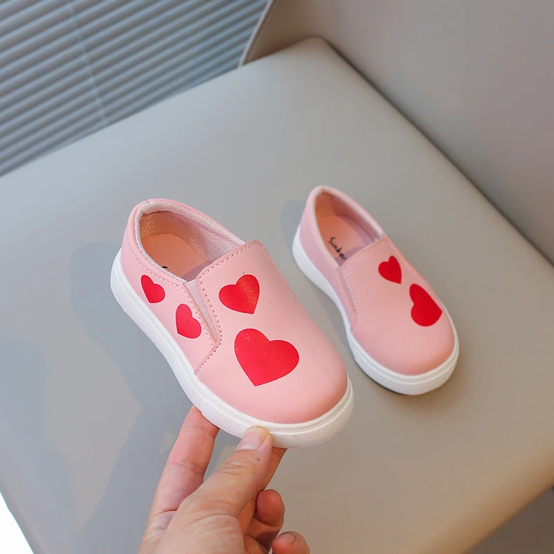 Children's Sneakers Girls Sport Shoes Student Shoes Cute love Baby Girls Outdoor Footwear Anti-slip Kids Casual Shoes