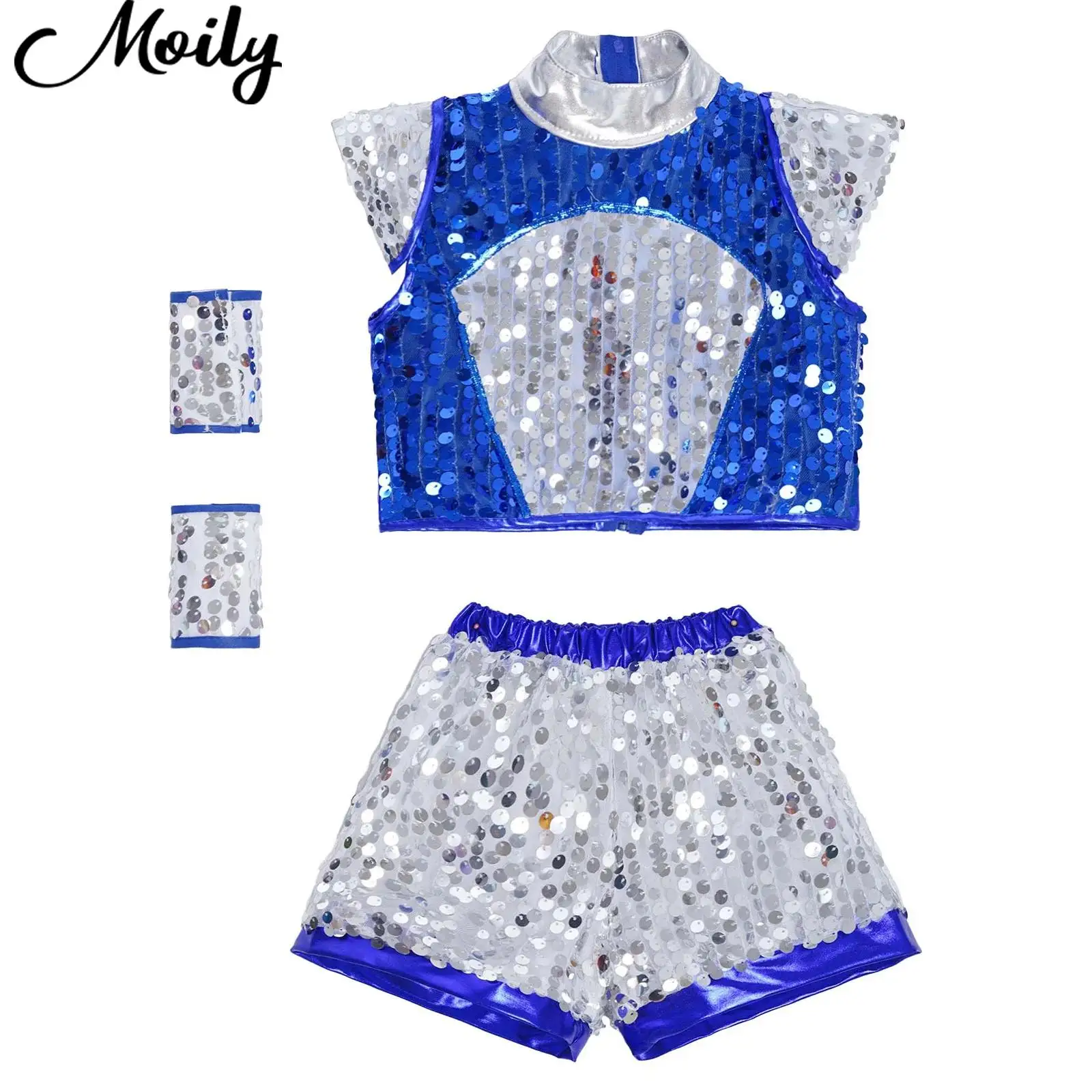 

Kids Boys Shiny Sequins Jazz Dance Outfit Hip-pop Choir Performance Party Costume Children Cheerleading Costume Stylish Clothing