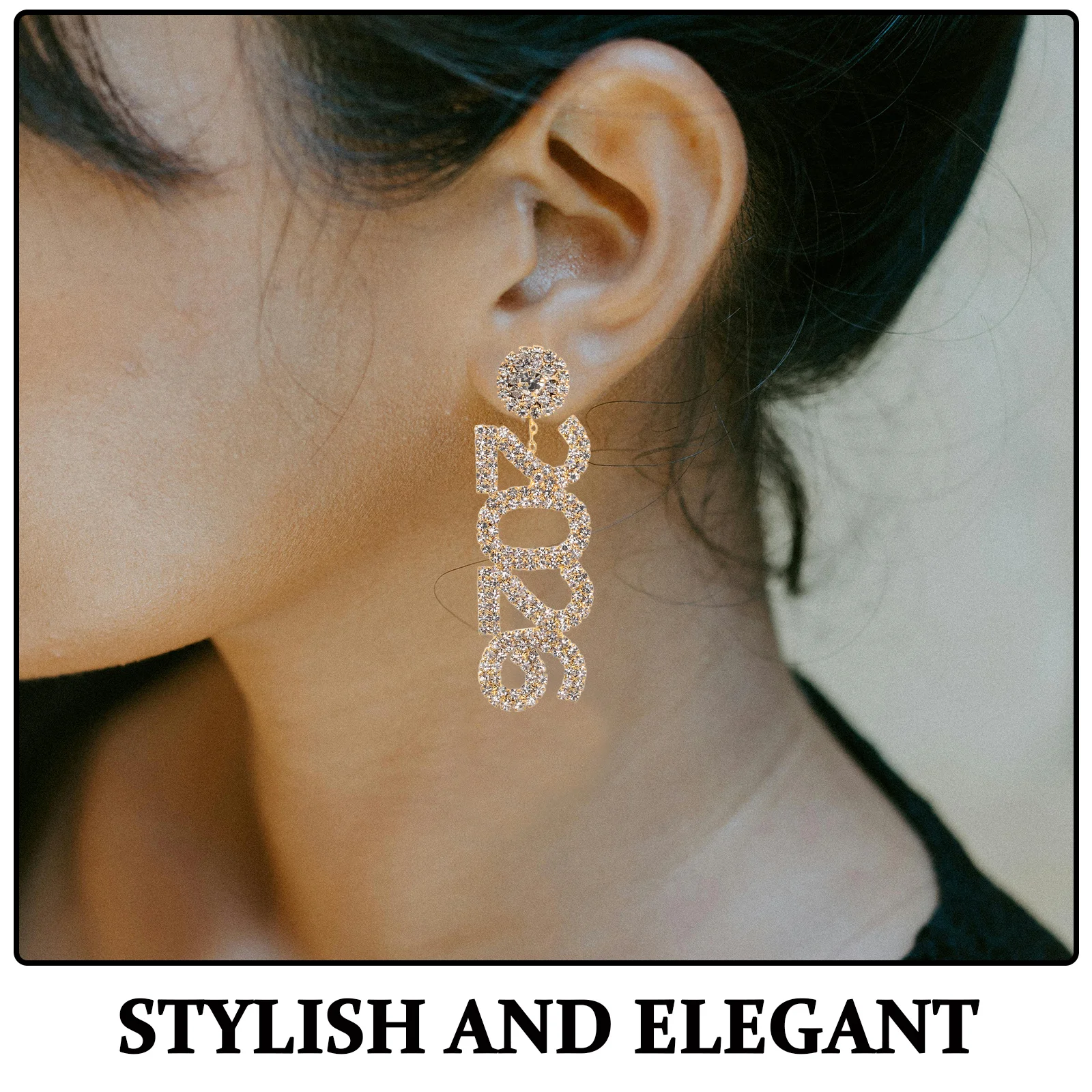 반짝이는 라인스톤 드롭 귀걸이 2개 세트, 우아한 새해 파티 주얼리, 2026 숫자 반짝이는 섬세한 드롭 귀걸이, 여성 축하용
