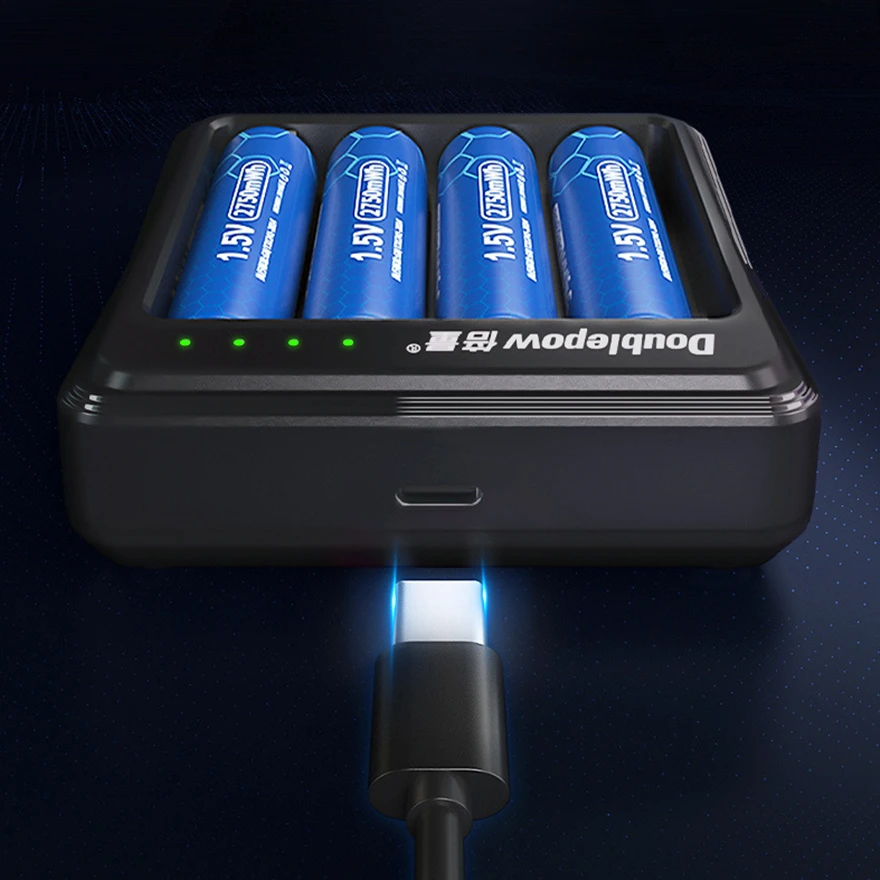 4pcs 1.5v 2750mWh no memory effect aa rechargeable Li-polymer li-ion polymer lithium battery + 4 slots USB Charger