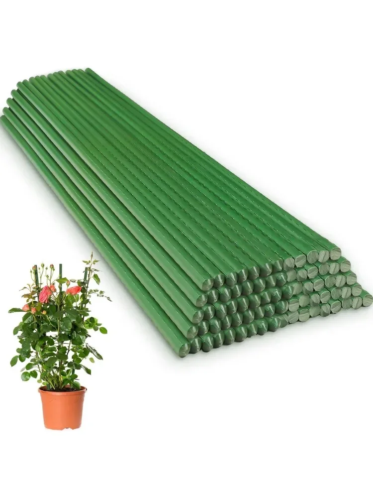 

60 Pcs 4ft/48inch Garden Stakes Plants Tomato Stakes Metal Plant Sticks Support Plastic Coated Sturdy for Potted Plant Stakes