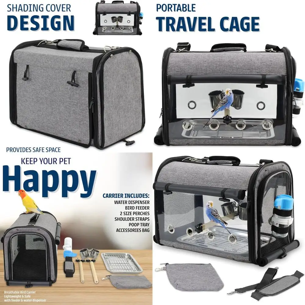 

Bird Carrier Bag Bird Travel Cage with Stand, Lightweight Backpack for Parrot, Portable Bird Travel Bag, Pet Transparent Breatha