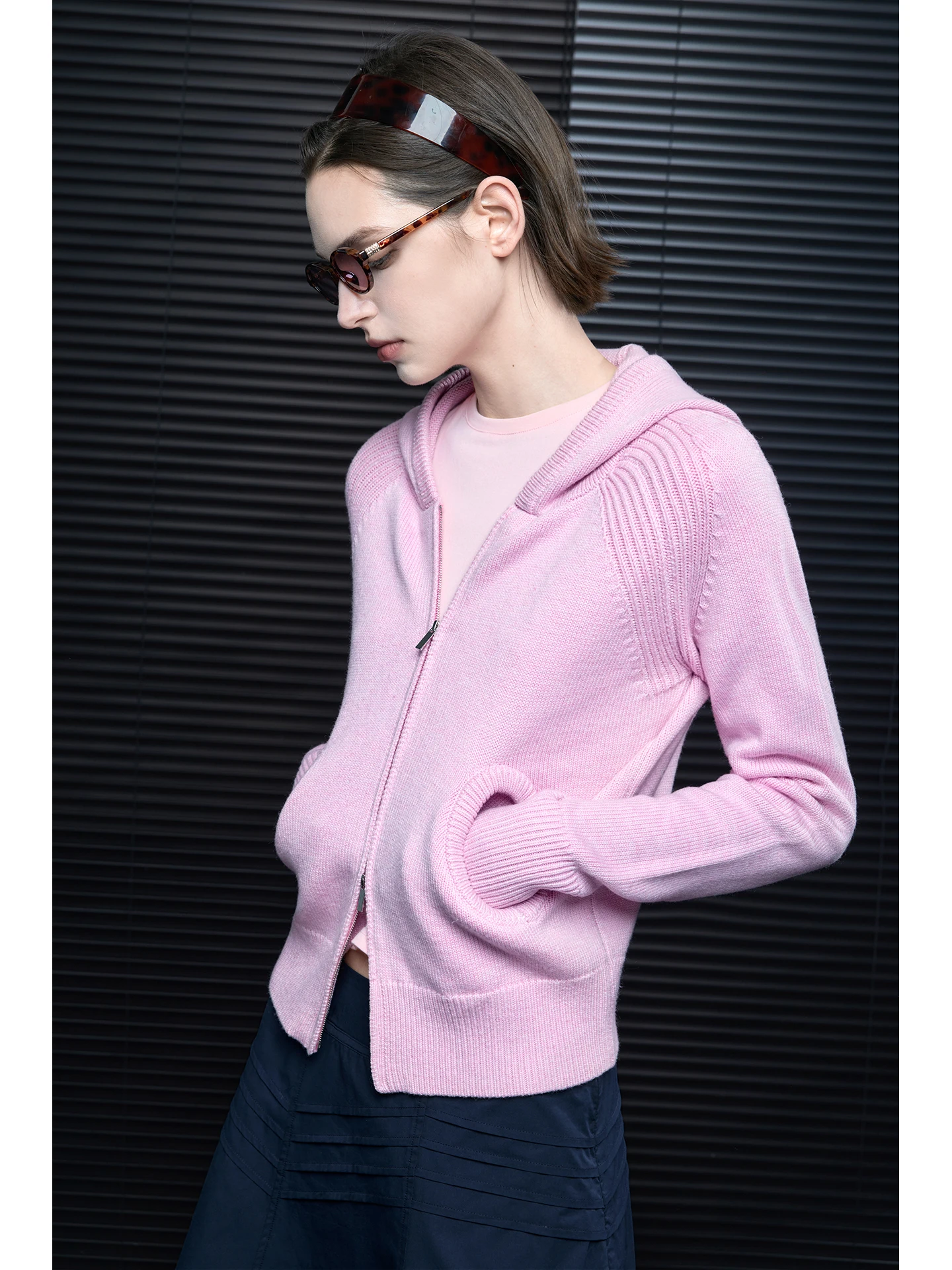 

Sli Woolen Knitted Hat Sweater Women's Spring New Faion Street Sle Slim Fit Long Sve Zipper Cardigan Beautiful