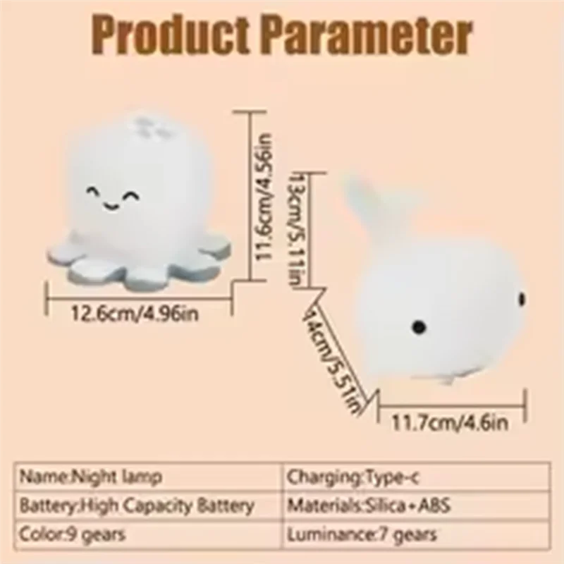 

【New-Sale】Night Light Cute Animals Silicone Lamp Rechargeable Bedside Sleep Warm Soft Light For Kids Birthday Gift