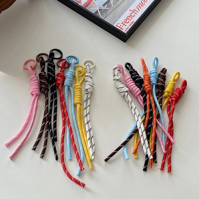 Colorful Braided Lanyard Keychain For Phone Case Decoration Women Chic Bag Pendant Kpop DIY Key Chains Friend Couple Gift