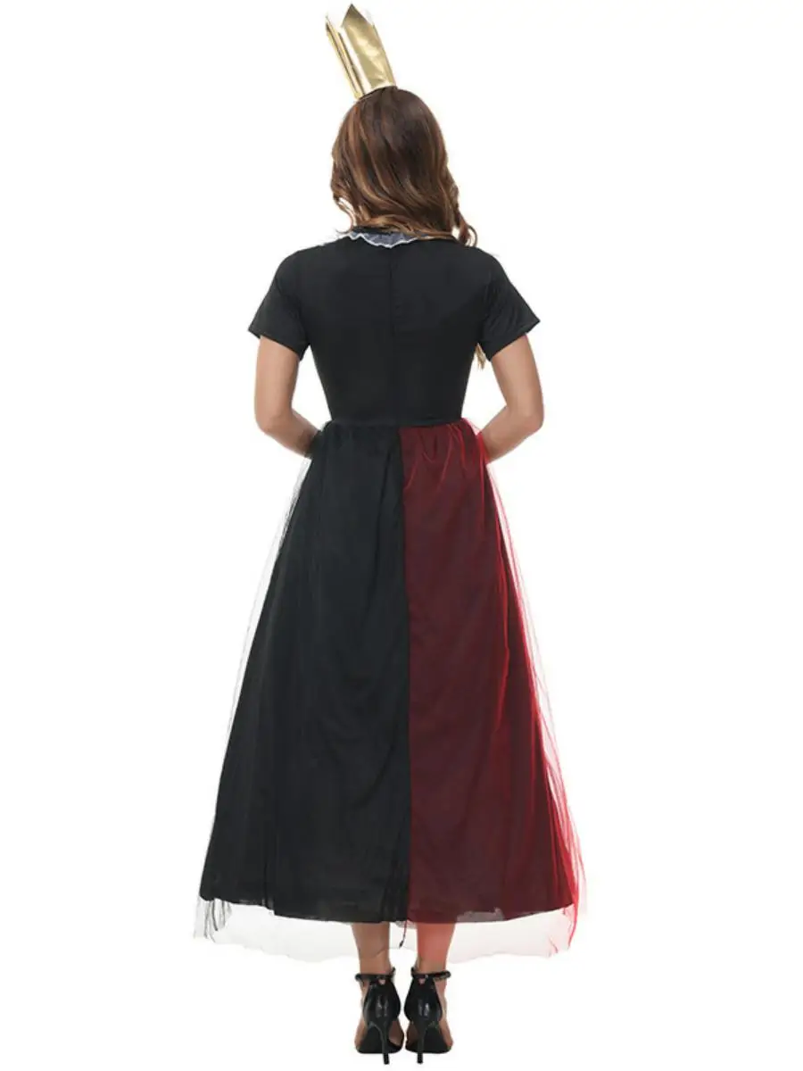 loween Costume Poker Queen Red Queen Heart Skirt Dr Alice in Wonderland Stage Performance Clothes Polyester Material