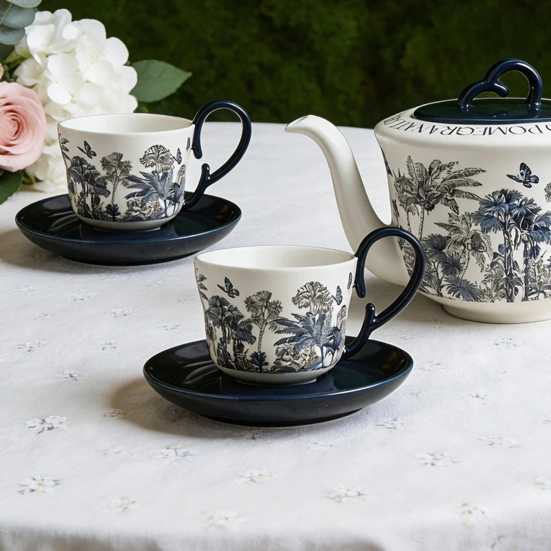 Rural Flowers Pattern Ceramic Cup&saucer Dining Table Coffee Cup Classical Milk Mugs Afternoon Tea Teacup Fruits Juice Container