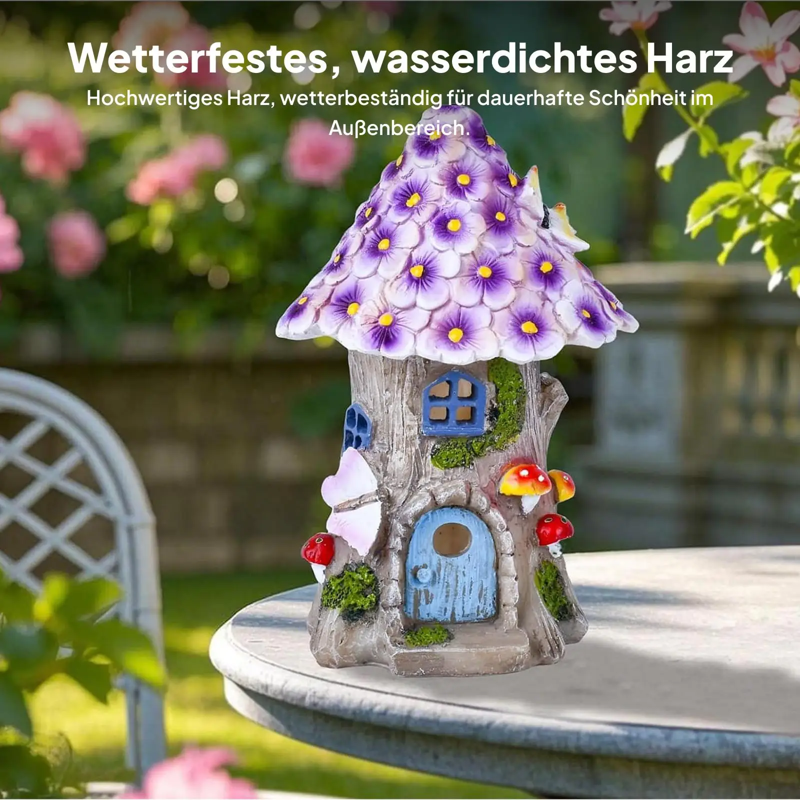 Miniature Resin House Decorative Garden Sculpture for Garden Balcony Lawn