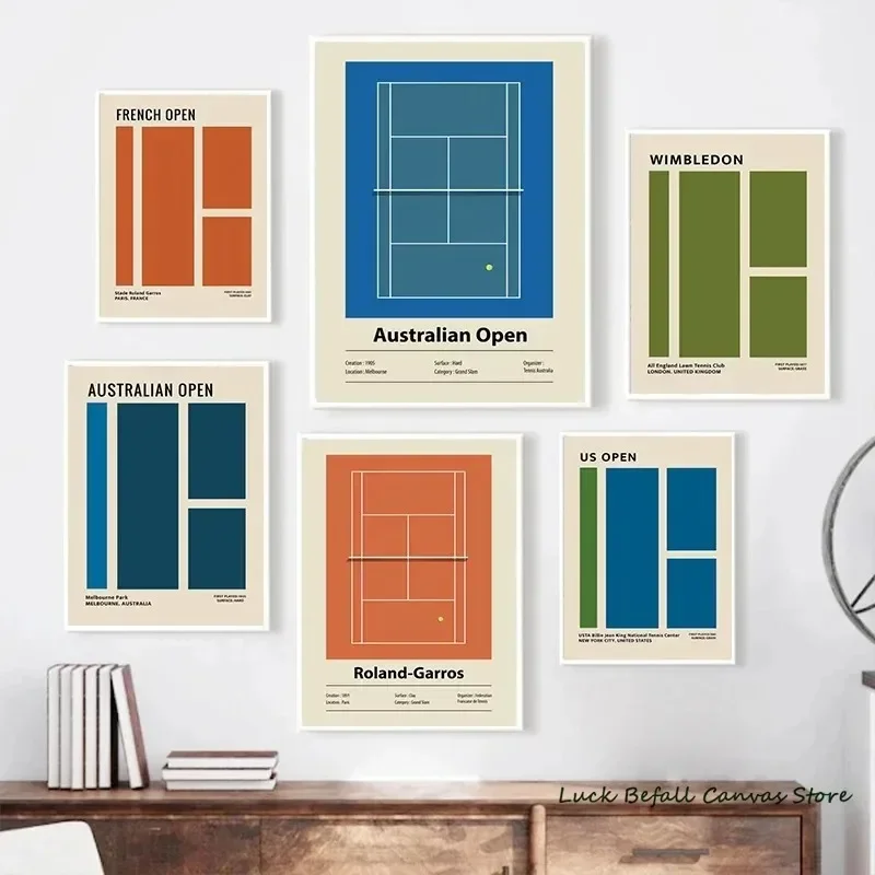 Minimalist Tennis Grand Slam Posters Australian US Open Sport Ball Wall Art Canvas Painting for Modern Home Living Room Decor
