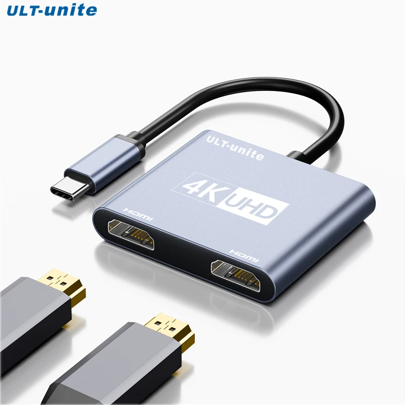 USB-C to Dual HDMI Adapter 4K60hz HDMI Splitter for Monitors Extend Mirror Display for Surface, MacBook Pro Air, iPad, IPhone17