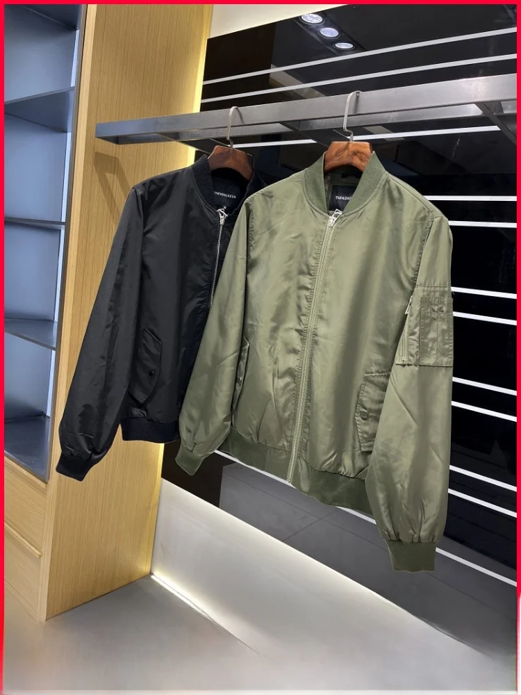 

Classic Hard Man Sle Windproof Water-resistant Outdoor Casual Flight Jaet Men's Baseball Collar Coat Trendy Zipper Closure