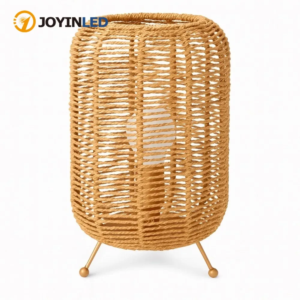 

JOYINLED креативная настольная лампа в стиле ваби-саби для ресторана, проживания в семье, барная стойка, спальня, балкон, ретро, лампа из ротанга ручной работы