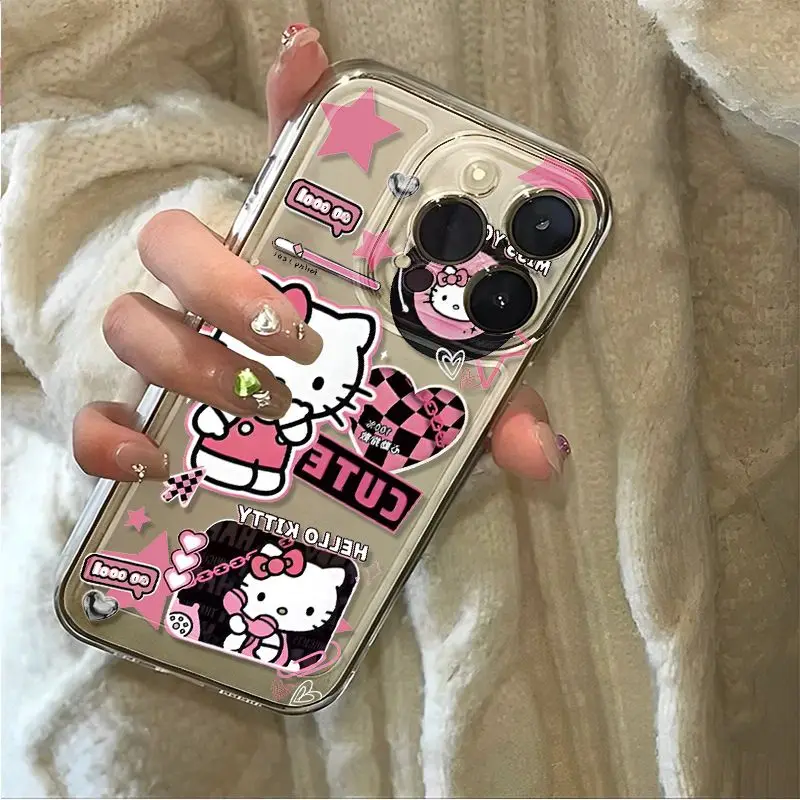 Etui na telefon Cool Sanrio Hello Kitty do iPhone\'a 16 15 14 13 Pro Max 11 12 13 Pro X XR XS MAX 7 8 Plus Y2K Prezent Miękka przezroczysta obudowa