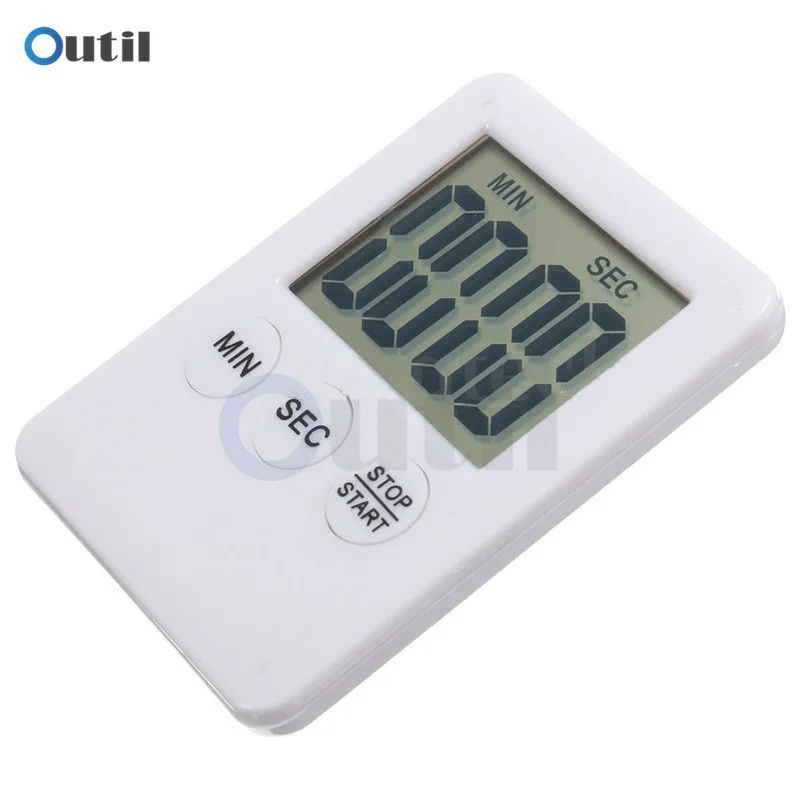 LCD Digital Screen Kitchen Timer Square Cooking Count Up Countdown Alarm Sleep Stopwatch Clock Sport Black White
