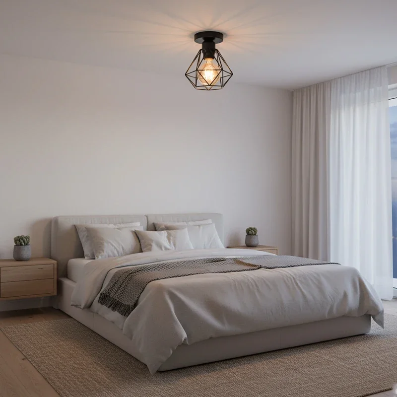 Retro Iron Frame Ceiling Lamp Modern Pendant Lighting for Restaurant Teahouse Indoor Wrought Metal Chandelier Paint