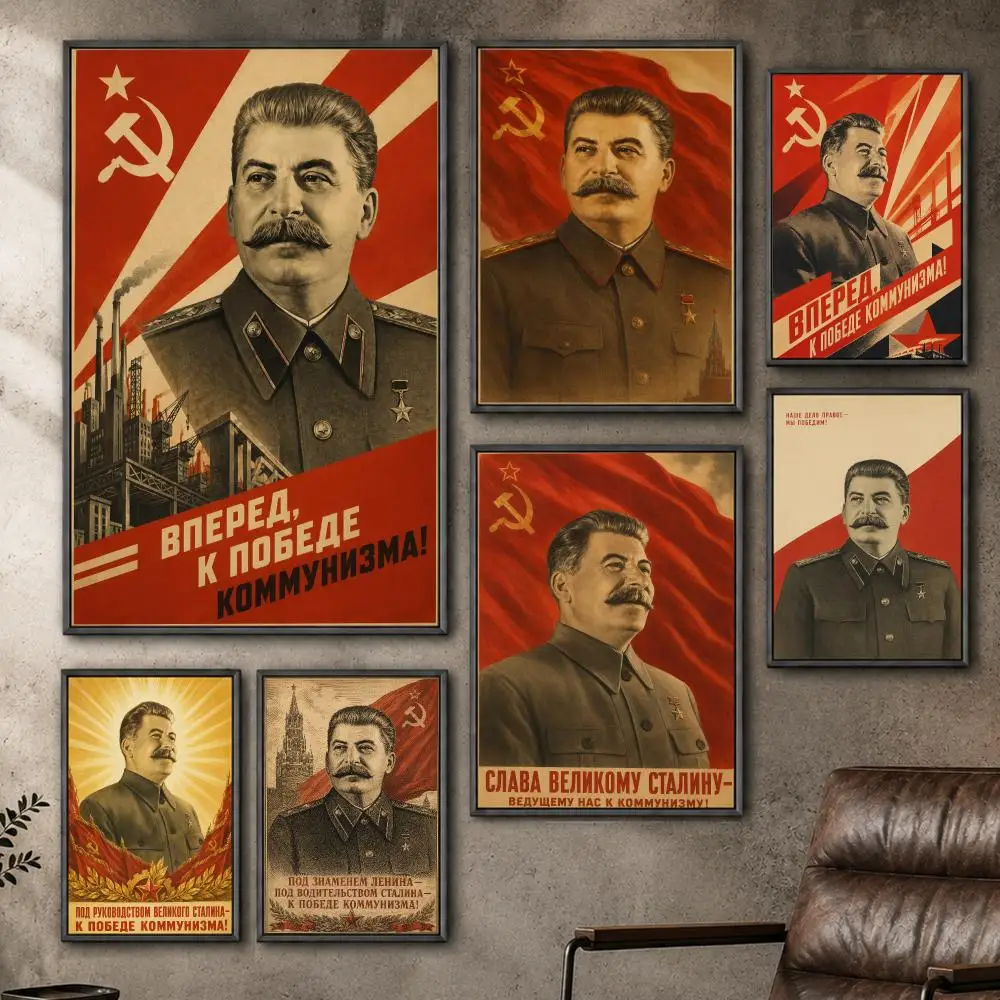 History Joseph Stalin Soviet Era Poster  PP Self Adhesive Home Garage Dorm Bar Wall Decor Aesthetic Retro Gift