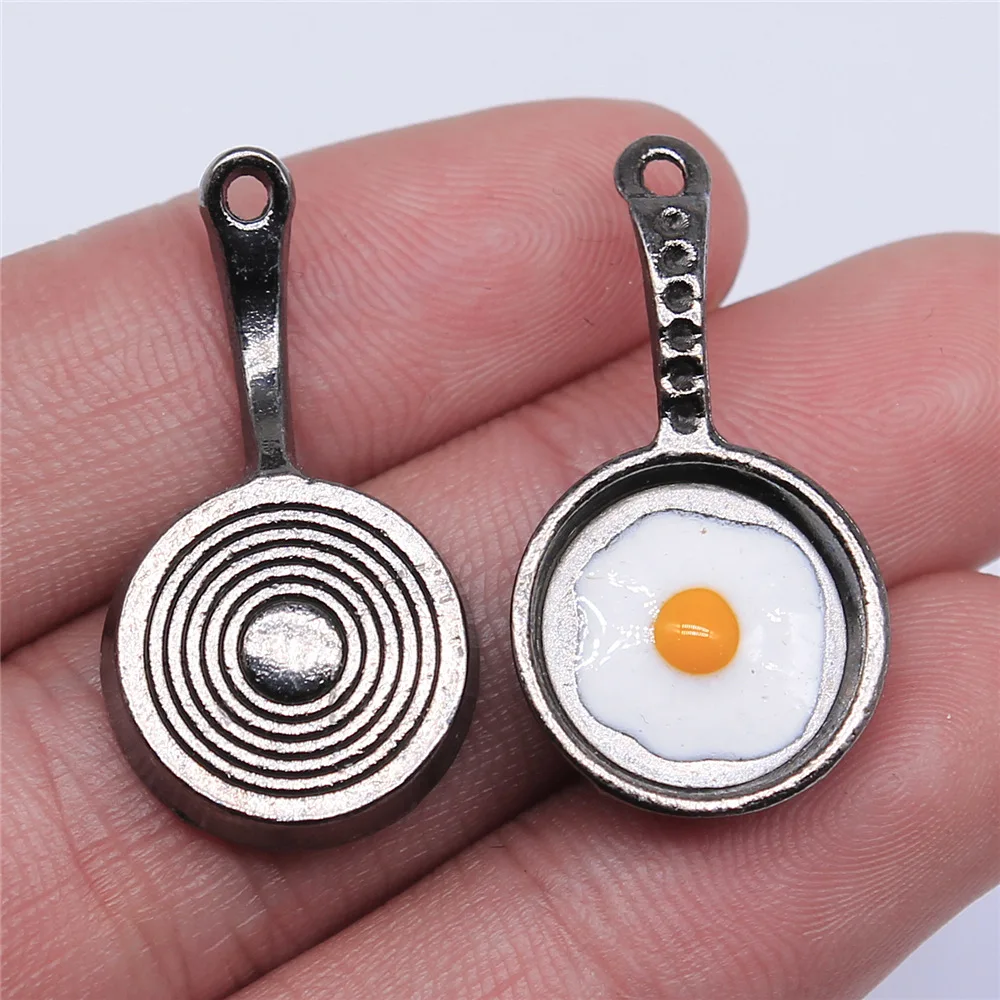 8pcs 32x17mm(1.26x0.67inch) 2 Colors Gun Black Color Rhodium Color Omelette Charms Pendants DIY Jewelry Making Accessories