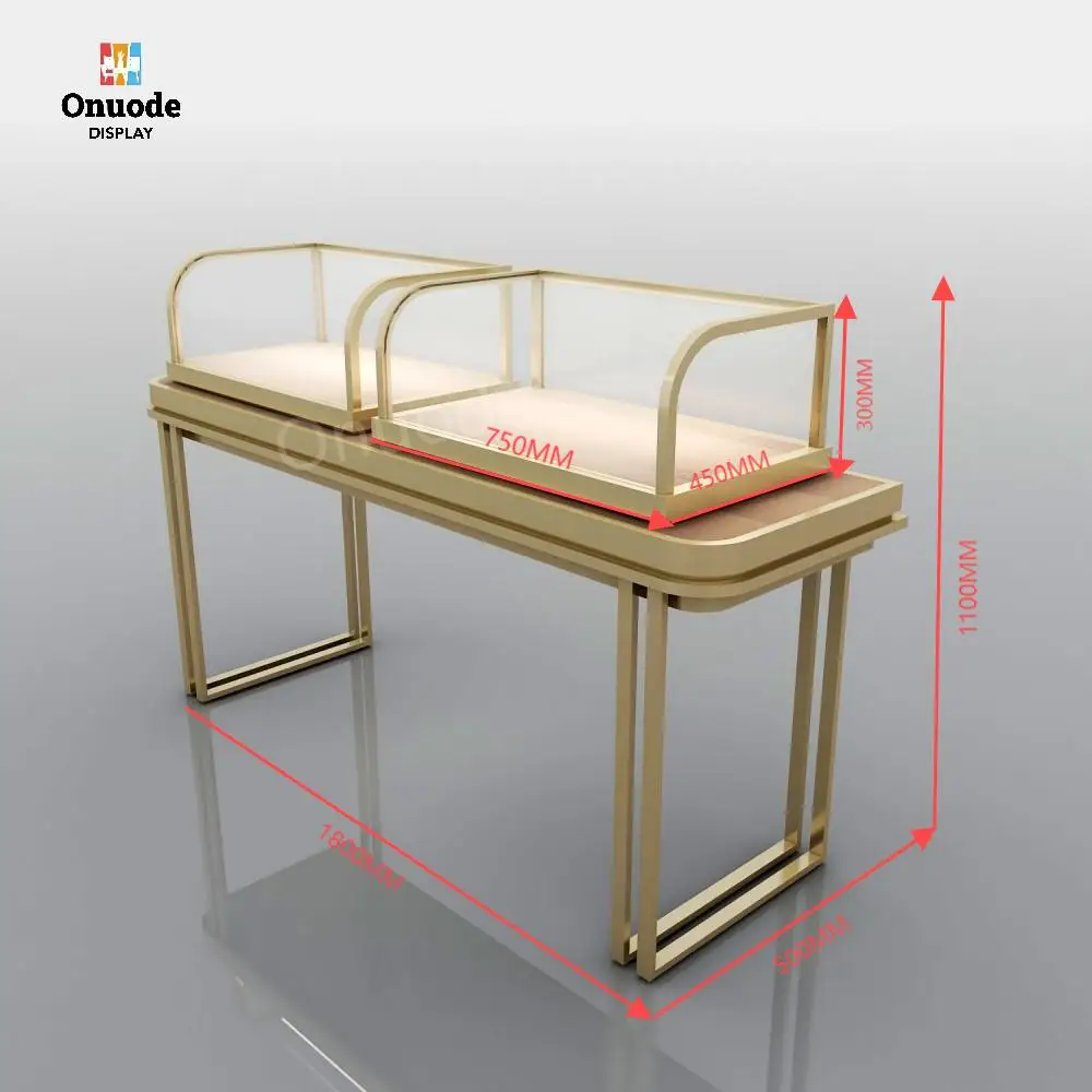 Custom.Customizable Light Luxury Glass Jewelry Display Furniture LED Interior Store Decoration for Jewelry Store
