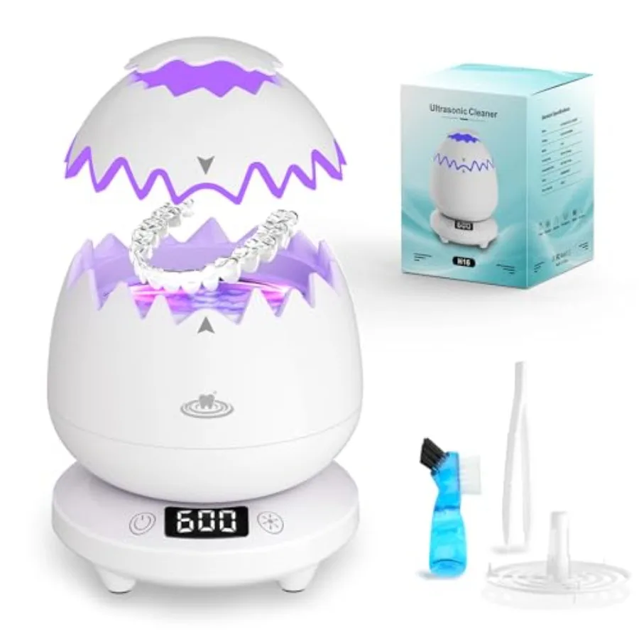 

Ultrasonic Retainer Cleaner Machine for Denture with 45kHz Frequency Digital Timer 3 Cleaning Modes Waterproof Design Ideal for
