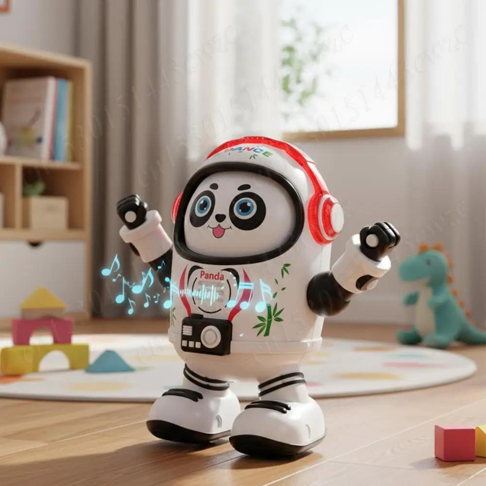 전기 워킹 댄싱 로봇 재미있는 인터랙티브 장난감 음악 재생 소리 및 빛 팬더 댄싱 로봇 유아용 남아 및 여아용