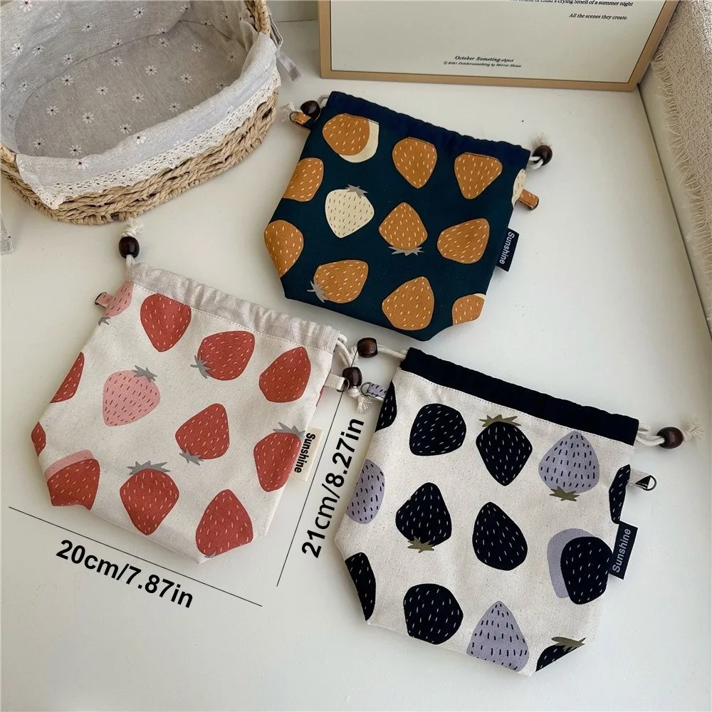 Custodia con coulisse per fragole addensata Borsa con coulisse leggera multifunzionale in tessuto di cotone e lino Creativo antipolvere