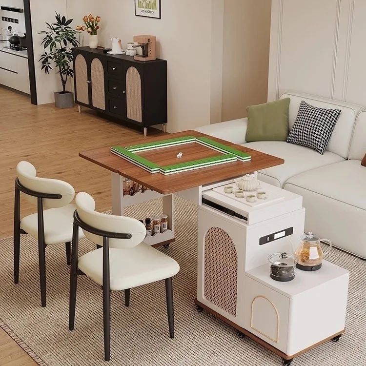 Modern Simple Solid Wood Coffee Mobile Tea Table Solid Wood Retractable Folding Table with Bull Socket